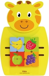 VIGA Montessori drvena manipulativna ploča u obliku žirafe s FSC certifikatom