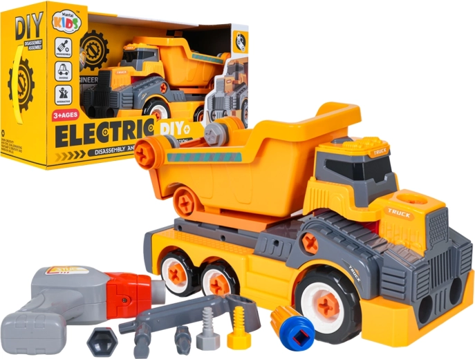 Disassemblable children's dump truck (tipper) yellow with accessories - 1 piece