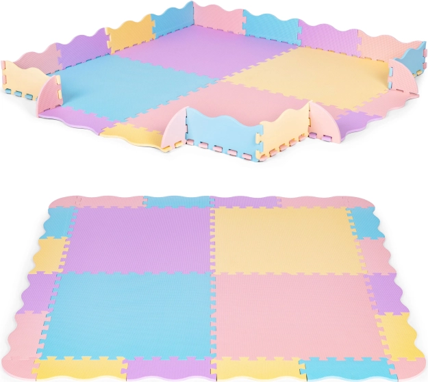 Pjenasta podloga za igru puzzle s ogradicom 141,5 × 141,5 cm, 24 kom IPLAY