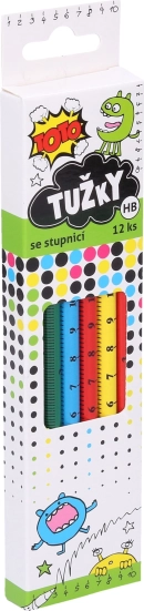 Drvena olovka HB s mjerilom 16 cm TOTO, set 12 kom