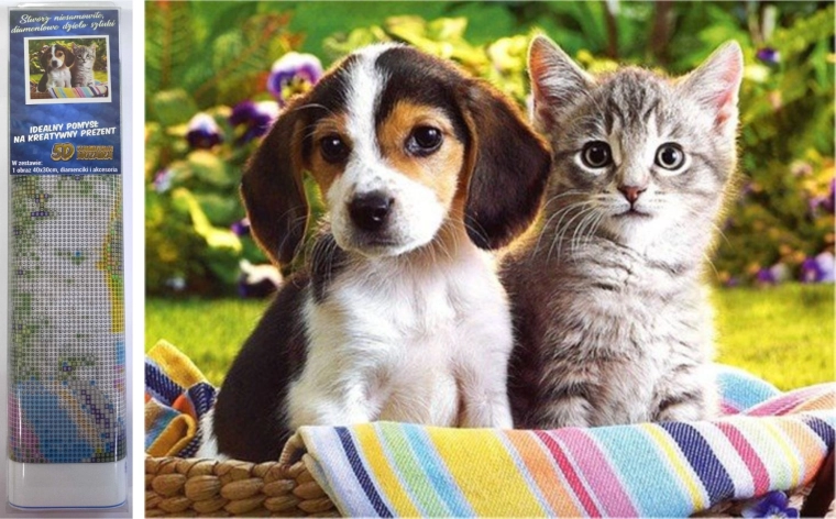 Dijamantno slikanje Prijatelji u košarici 30 × 40 cm