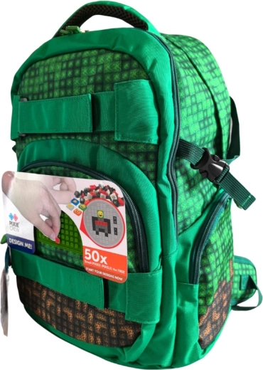 PIXIE CREW studentski ruksak zeleni Mine&Craft 100 piksela