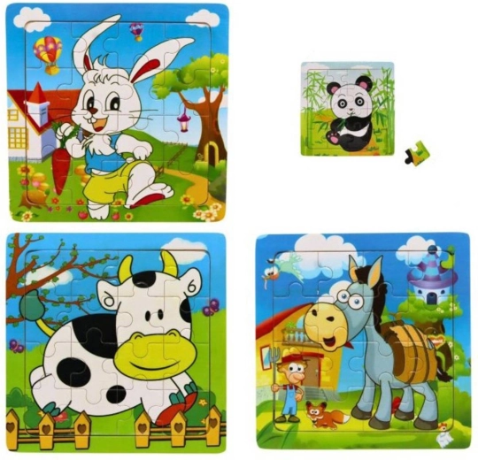 Wooden farm animal puzzle 15 × 15 cm, 16 pieces - 1 piece