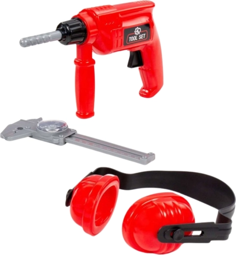 Children's tool set with drill, ear protectors and caliper