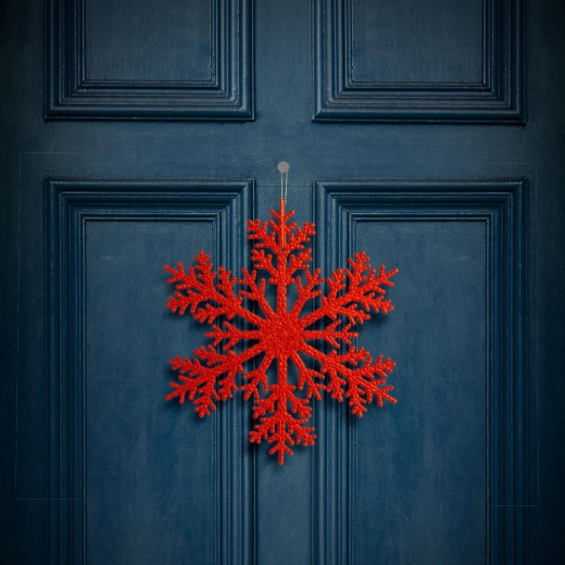Christmas Hanging Snowflake Decoration, Red, 31 cm