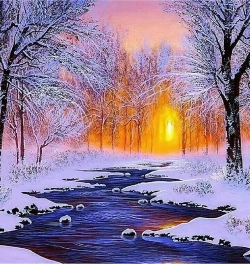 Norimpex diamond painting Winter Stream 30 × 40 cm