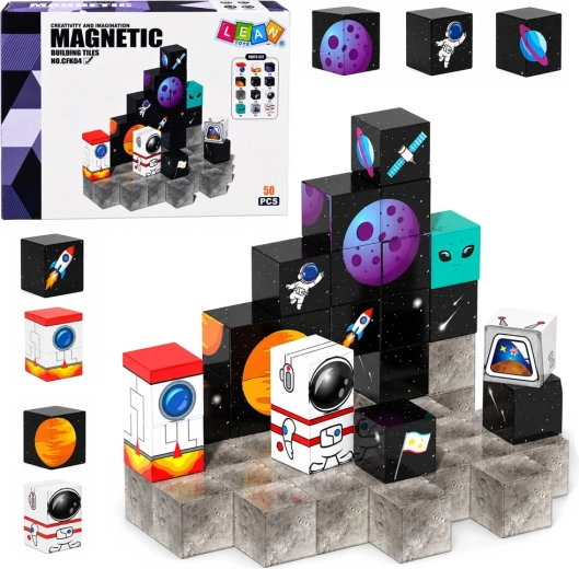 Magnetic blocks with a space theme 3D (50 pieces)