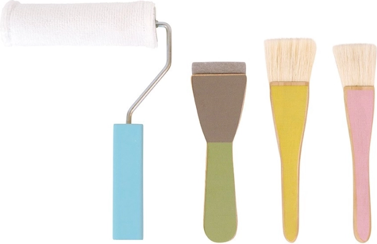 Paint roller, brushes, and spatula all in one