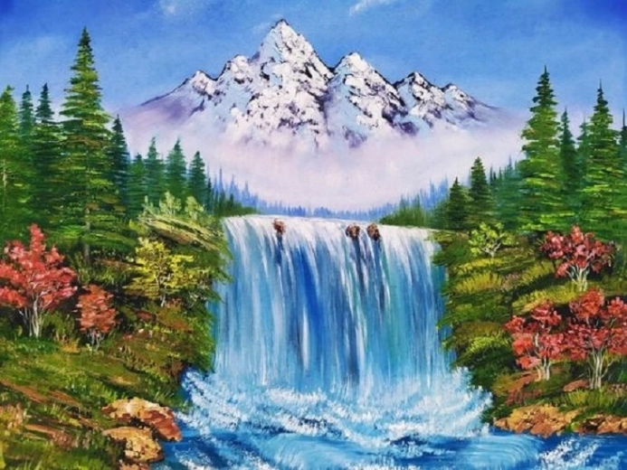 Norimpex diamond painting Mountain above the waterfall in autumn 30 × 40 cm
