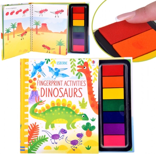 kreativna knjiga za otiske dinosauri, 64 stranice, 7 boja