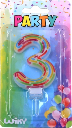 Rođendanska svijeća broj 3 s prugama