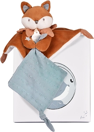 Doudou poklon set: plišana lisica Timo s dekicom i držačem za dudu 20 cm