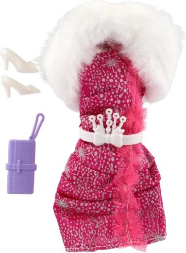 Elegantna haljina s mekim ovratnikom od umjetnog krzna