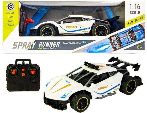 Bijeli sportski trkaći RC automobil s efektom dima - 1 komad