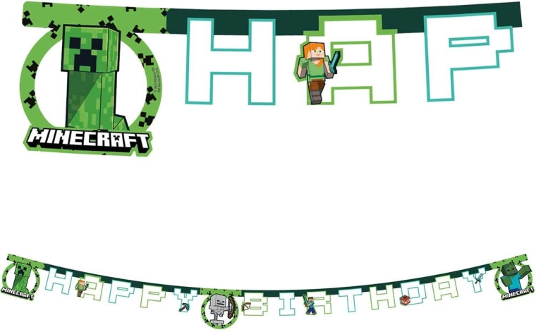 Procos hanging banner Minecraft happy birthday 2 m