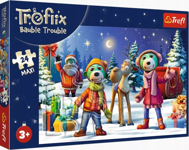 Puzzle Trefl – Obitelj Treflik: gradimo snjegovića, 24 dijela
