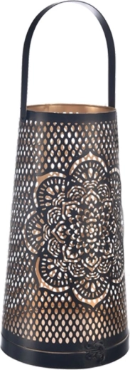 Metalni svijećnjak Mandala crno/zlatni 30 cm