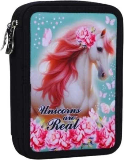 Opremljena dvokatna pernica Back me up Unicorns are real