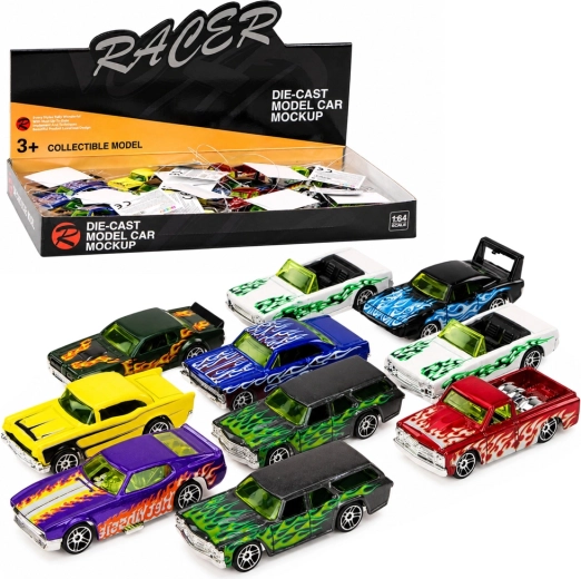 Metal Racing Car with Flame Motifs 1:64