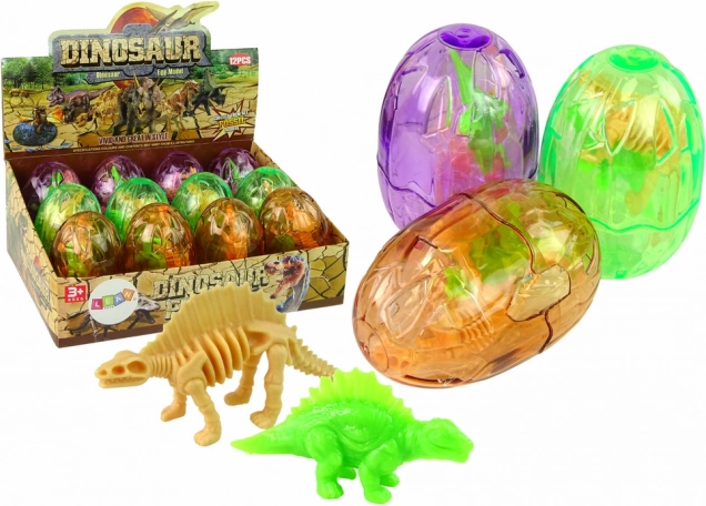 Veliko prozirno dinosaurovo jaje s 2 figuricama, 9 cm
