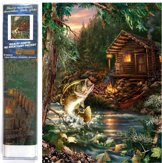 Kreativni set Dijamantno slikanje Ribička koliba 30x40 cm
