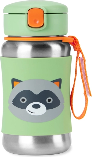 Skip Hop Spark Style nehrđajuća bočica s slamkom za vodu, medvjedić rakun 350 ml 12 mj+