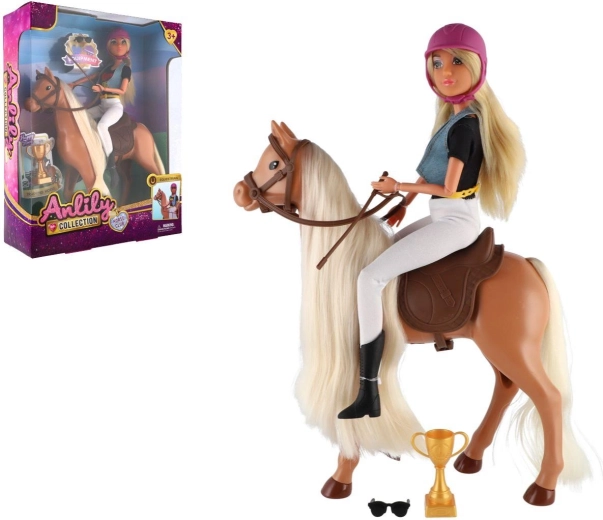 Anlily jockey doll with a grooming horse and accessories
