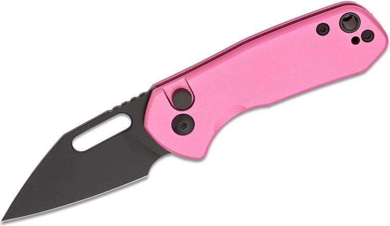 CJRB Mini Pyrite Pocket Knife, 5.5 cm, Black PVD Blade, Pink Aluminum Handle