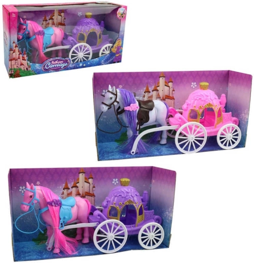 Kočija za princezu s konjem 34 cm, 2 varijante boja - 1 komad