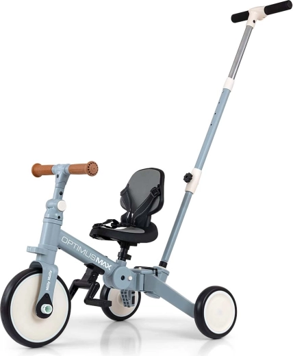Milly Mally Optimus Max Denim 5-in-1 Children's Balance Bike and Tricycle