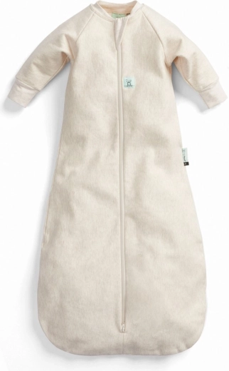 Ergopouch sleeping bag with sleeves made from organic cotton Jersey oatmeal marle 1 TOG (3–12 months)