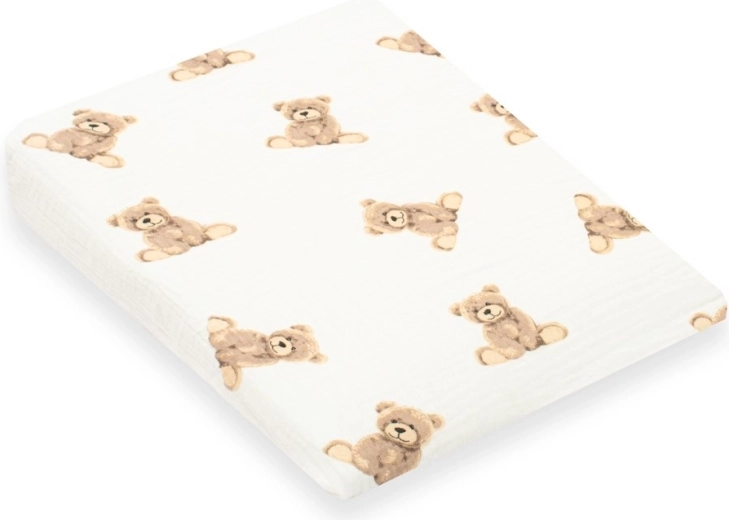 Mousselin navlaka za dječji jastuk – klin NEW BABY Standard 30×37 cm, motiv medo