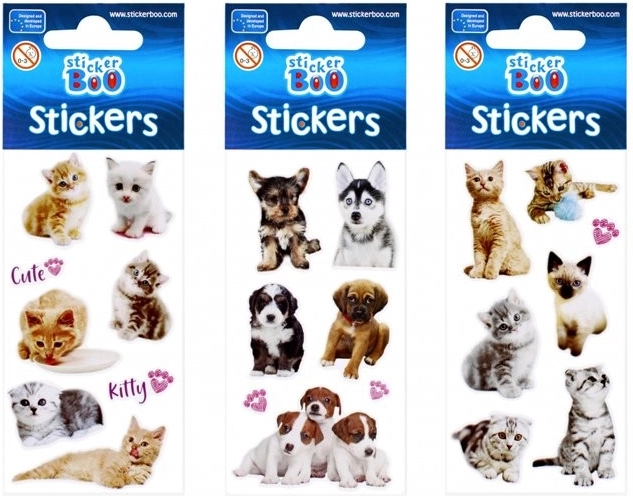 StickerBoo naljepnice sa štencima i mačićima (3 varijante) - 1 komad