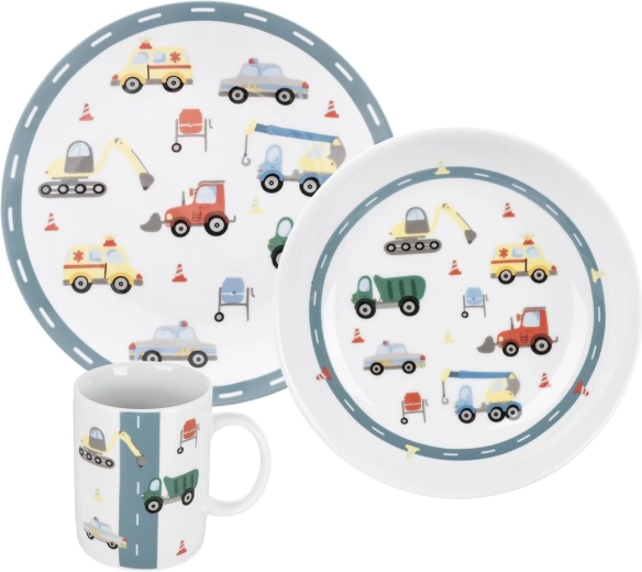 Set dječjih podijeljenih tanjura s motivom automobila (3 kom)
