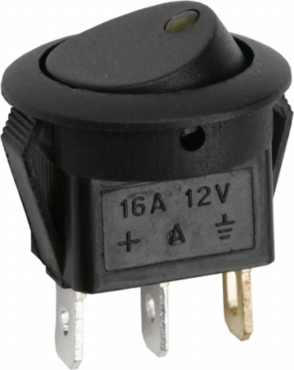 Round rocker switch with yellow LED