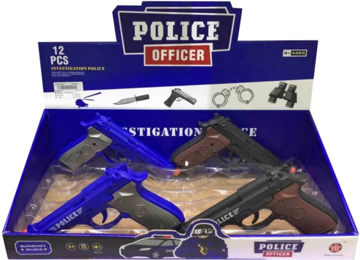 Plastični policijski revolver sa zvukom 20 cm na baterije - 1 komad
