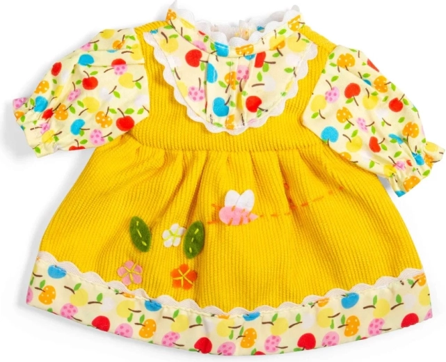 Bigjigs Toys žuta haljina s jabukama i cvjetićima za lutku 28 cm