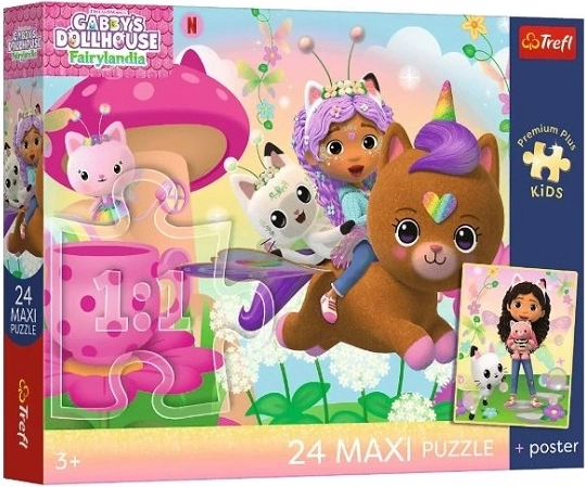 Maxi puzzle od 24 dijela Trefl Kućica mačaka Gabi: Gabi u akciji spašavanja + poster