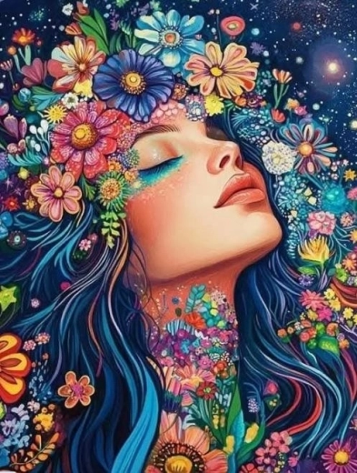 Dijamantno slikanje Djevojka u cvijeću 30 × 40 cm