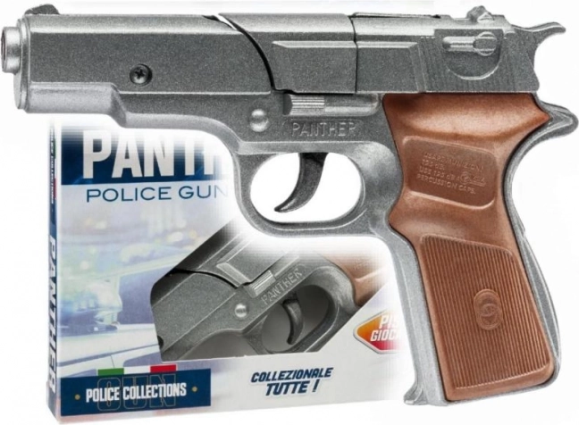 Metalni policijski džepni pištolj na kapsule PANTHER Silver, 8-metni