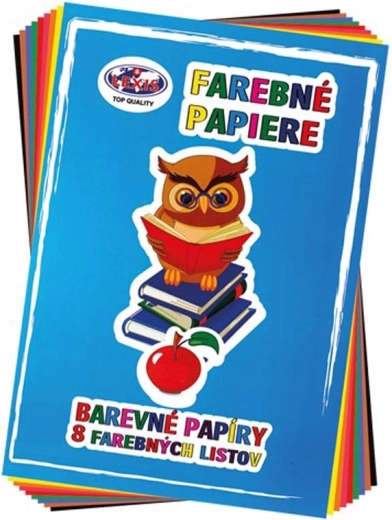 Mapa obojenog papira A4 80 g (8 listova, 8 boja) - 1 komad