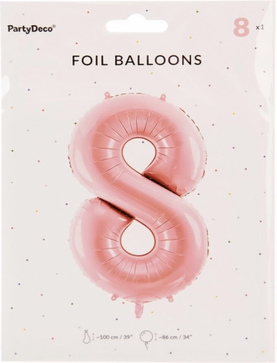 Folični balon broj 8, ružičasti, 86 cm