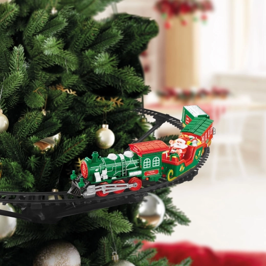 Christmas tree train with lights and music, battery-operated