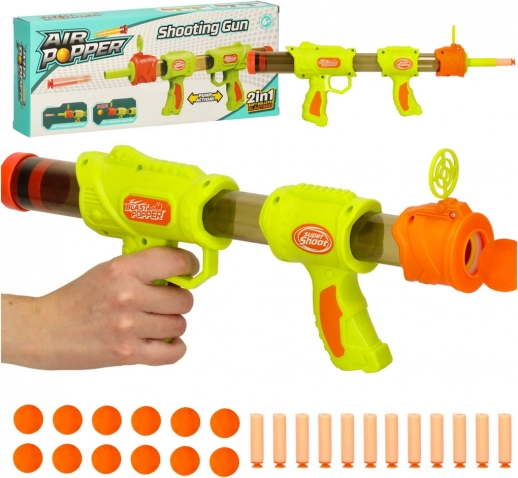 Zeleni 2u1 dječji blaster za pjenaste kuglice i strijele