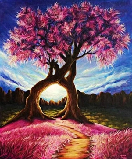 Dijamantno slikanje Ružičasto drvo 30 × 40 cm