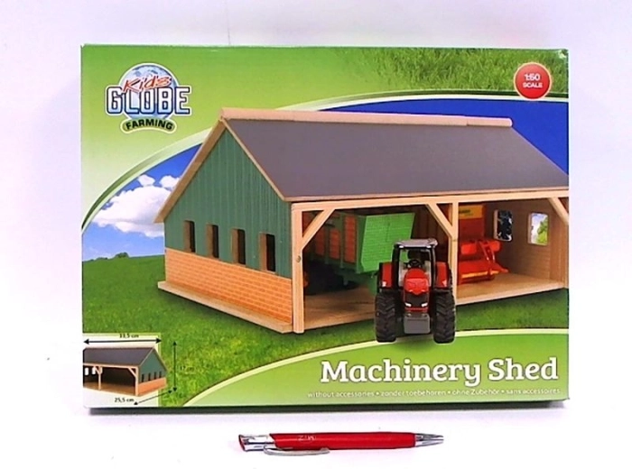 Kids Globe Farming drvena garaža za četiri traktora 1:50