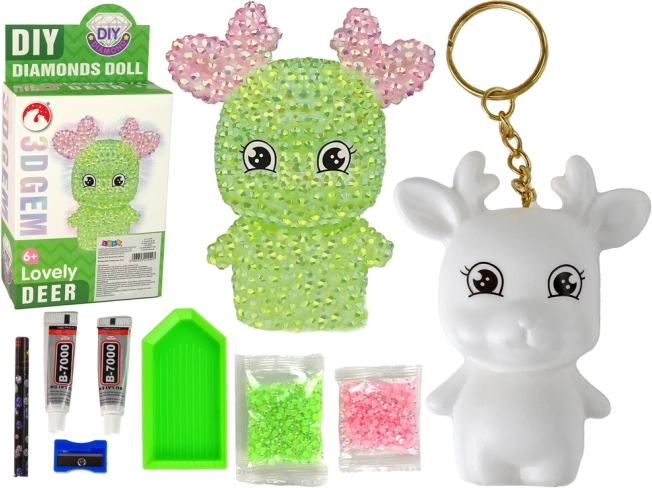 DIY set dijamantni jelen – 3D privjesak s kristalićima – Zelena