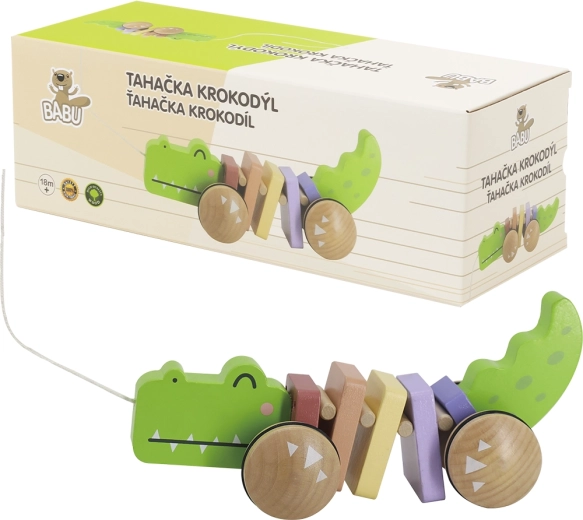 Babu drveni krokodil na povodcu za vučenje