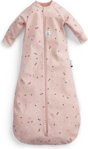 ErgoPouch organic cotton Jersey sleeping bag with sleeves, girls’ daisies, 1 TOG (3–12 months)