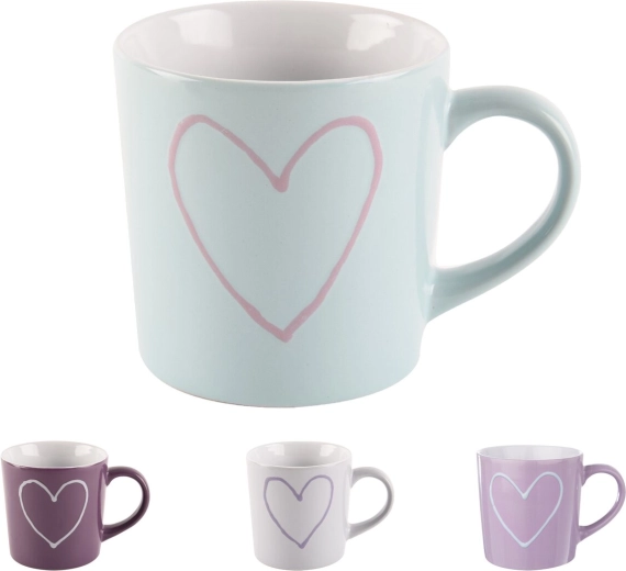 Keramička šalica s motivom srca 0,6 l (mix boja)
